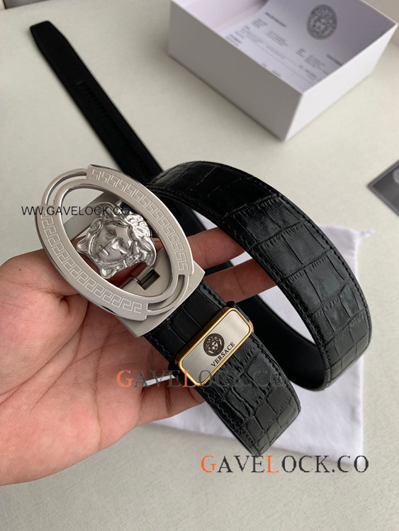 Clone Versace Silver 'Retractable' Buckle Belt 35mm